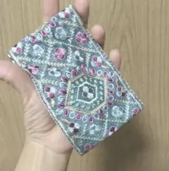 インド刺繍リボンフラットポーチ
