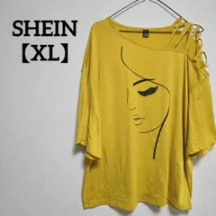 SHEIN 【XL】イエロー Tシャツ 肩のデザインオシャレ