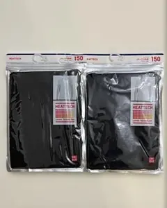 未使用2点　ユニクロ　ヒートテック ブラック UネックT半袖　150cm キッズ