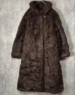 ヴィンテージ 肉厚 モヘア ファー ロングコート 茶色