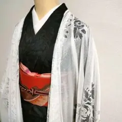 羽織 長羽織 モモンガ レース 白 着物 ホワイトk3w