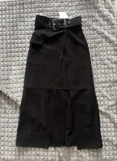 MURUA 黒 タイトスカート ウエストベルト付き