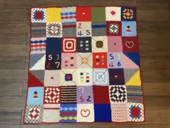 手編み♡ハンドメイド♡マルチカバー♡ブランケット♡かぎ編み♡モチーフ編みno14