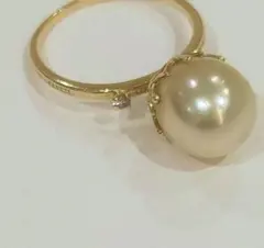 k18南洋白蝶パールリング　指輪　ゴールデンパール　Pearl　真珠 DIAのサムネイル