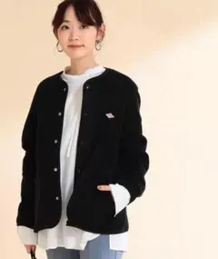 DANTONダントン ノーカラー フリース ジャケット　ブラック38