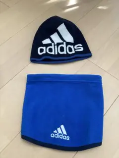 adidas ニット帽 ネックウォーマーセット 青