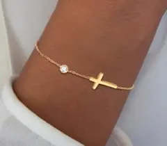 サージカルステンレス クロス ラスト1★ ブレスレット ゴールドチェーン 金アレ