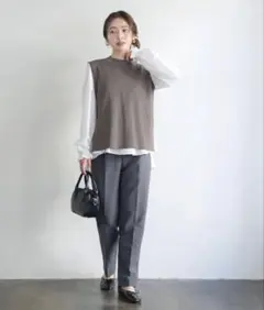 新品タグ付　coca ニットベストセットフレアブラウス　L