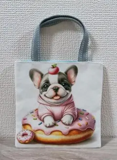 ハンドメイド☆両面パネル☆ミニミニバッグ☆ドーナツとフレブルちゃんのサムネイル