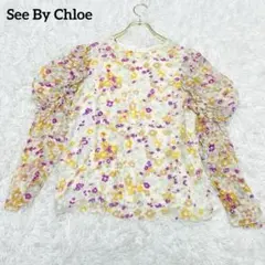 See By Chloe シルク100% シアー 花柄 長袖 ブラウス 36 Sのサムネイル