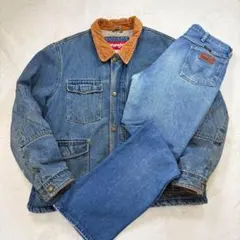 《USA製 XL》 Wrangler ラングラー デニムジャケット セットアップ USA製 XL》 Wrangler ラングラー デニムジャケット セットアップ