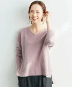 le.coeur blanc チャイニーズラクーンワイドシルエットVネックニット