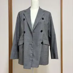グレー チェック柄 ダブルブレストジャケット