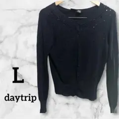 daytrip 黒 【L】カーディガン ビーズ装飾付き