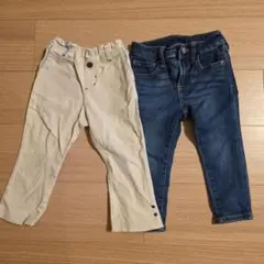 ベージュ・デニムパンツセット 90cm
