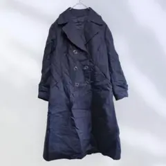 ドイツ製 100%ピュアウール ダブル ロングコート 紺 希少ヴィンテージ