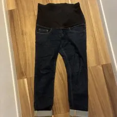 マタニティパンツ ダークブルー ロールアップ