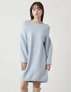 SNIDEL スナイデル　オフショルミニワンピース　水色　SAX