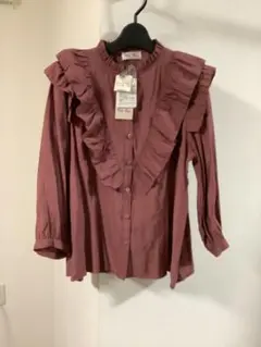 あ*や様 ワンウェイ購入　新品未使用ラベル付き　フリル付きピンク長袖シャツ　M