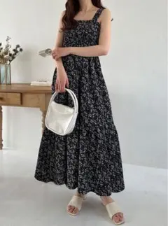 GRL グレイル 花柄シャーリングティアードキャミワンピース on227