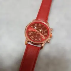 【新品】ゴージャス　腕時計　レッド　ベルト　カラー