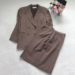 ジェラールダレル ジャケット＆スカート2点セットアップスーツ 仕事 シンプル 茶