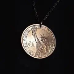 【USA】自由の女神 アメリカ1ドル硬貨 コインペンダント ネックレス