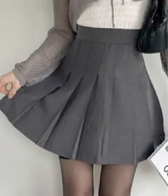 Ada. インパン裏地付き プリーツミニスカート グレー M