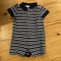 Ralph Lauren ネイビー ストライプロンパース 70