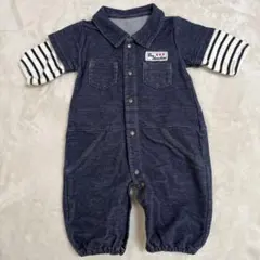 【50-60サイズ】ロンパース・カバーオール 2WAYオール デニム地 長袖