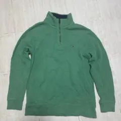 TOMMY HILFIGER グリーン ハーフジップ スウェット
