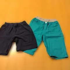 ハーフパンツ 2点セット (青・黒)