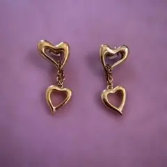 ハート型金色メッキピアス