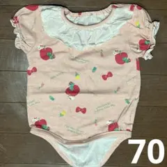 キティ はらぺこあおむし 70 ロンパース ピンク フタフタ バースデイ 半袖