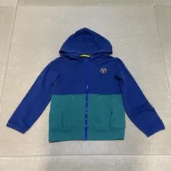 ネイビー グリーン フード付きパーカー 130