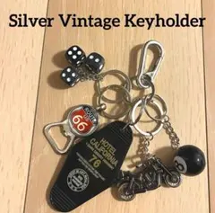 キーホルダー　キーリング　カラビナ　アメカジ ヴィンテージ　シルバー 8ボール