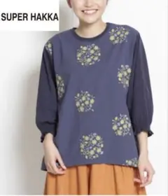 SUPER HAKKA コットンリネン ドット タック フレア シャツ ブラウス 