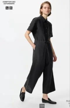 未使用 UNIQLO リネンブレンドジャンプスーツ M 黒