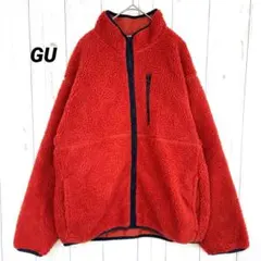 GU フリース ボア フルジップ ジャケット 男女兼用【M】オレンジレッド