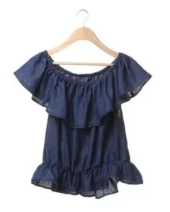 【新品】デニム　フリル　オフショル　トップス
