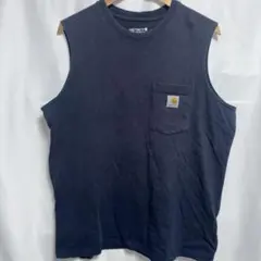 US古着 Carhartt ポケット付き ノースリーブ ネイビーのサムネイル
