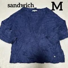 sandwich_ ネイビー 五分袖 トップス M
