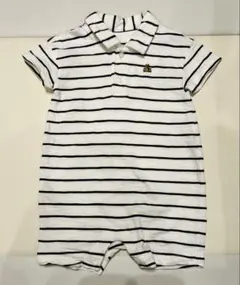 GAP ストライプ ポロシャツロンパース 白黒70cm