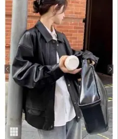 GRL　レザージャケット　革ジャン　ブラック