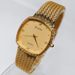 新品電池　稼働　ELGIN クォーツ 腕時計 ヴィンテージ　メンズ　スクエアのサムネイル