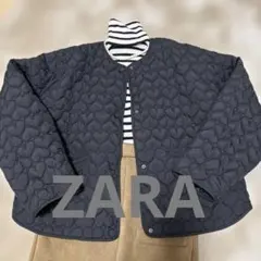 ZARA 黒 ハート型キルティングジャケット M 春アウター　ノーカラー　美品