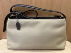 COACH コーチ キャンバス×レザー ショルダーバッグ ベージュ×ブラック 鞄
