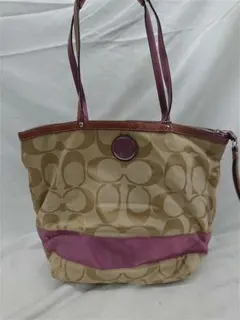 ◎コーチ COACH シグネチャー トートバッグ ベージュ系 レディース