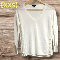 J.Crew　ニット　セーター　【XXS】　長袖　Vネック　ホワイト