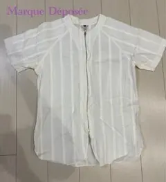 半袖シャツ ホワイト フロントジッパー